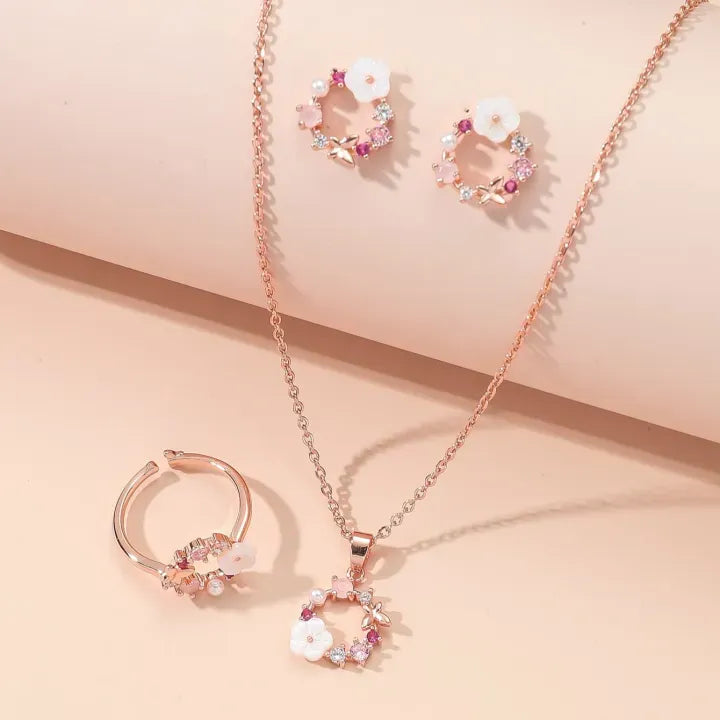 4 Pieces Rose Gold Color Lady Flower