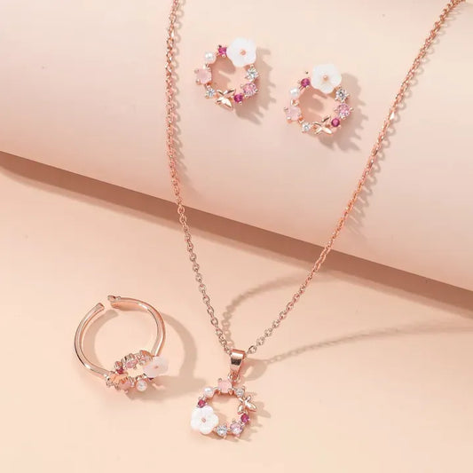 4 Pieces Rose Gold Color Lady Flower