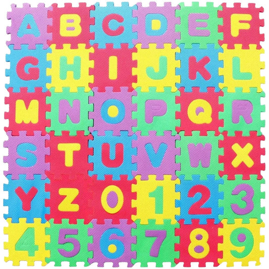 36-Piece Foam Alphabet & Number Play Mat – Colorful EVA Puzzle Tiles (5x5 cm)