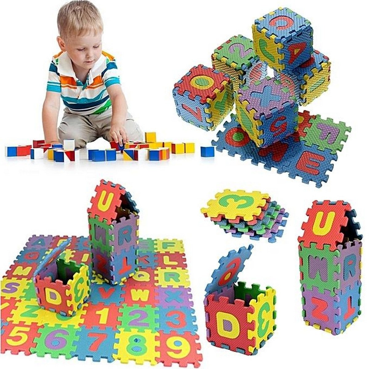 36-Piece Foam Alphabet & Number Play Mat – Colorful EVA Puzzle Tiles (5x5 cm)