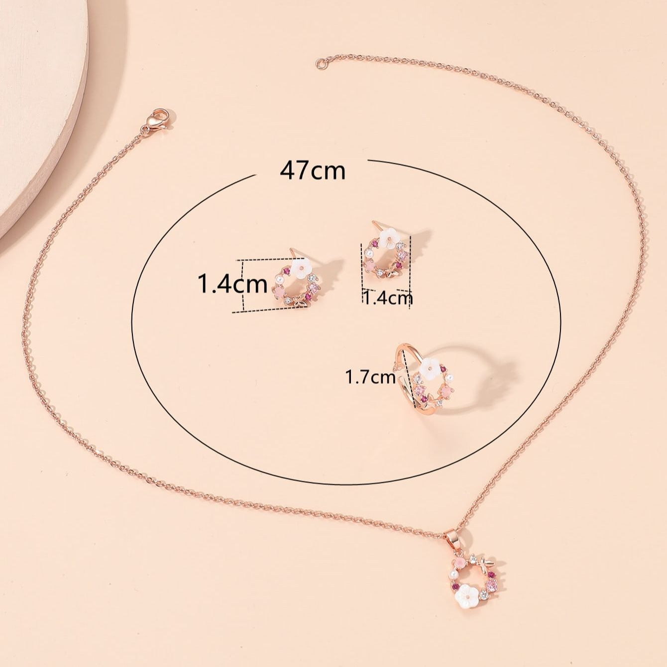4 Pieces Rose Gold Color Lady Flower
