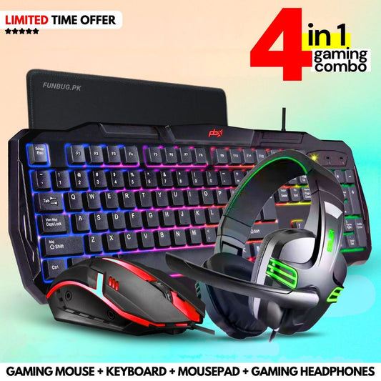 FunBug 4-in-1 Gaming Combo – RGB Keyboard, Mouse, Mouse Pad & Onikuma Headset
