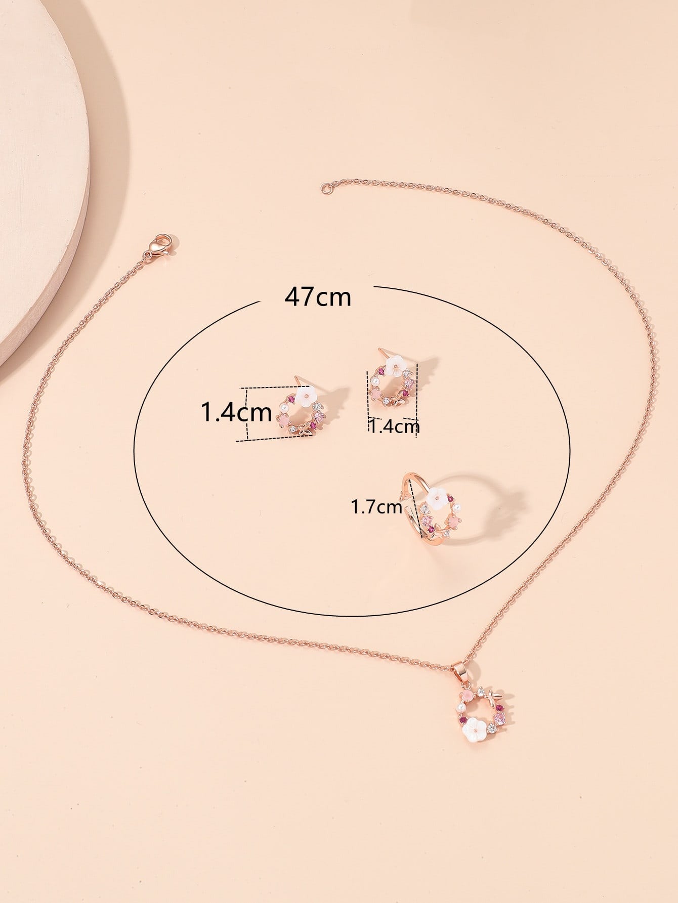 4 Pieces Rose Gold Color Lady Flower