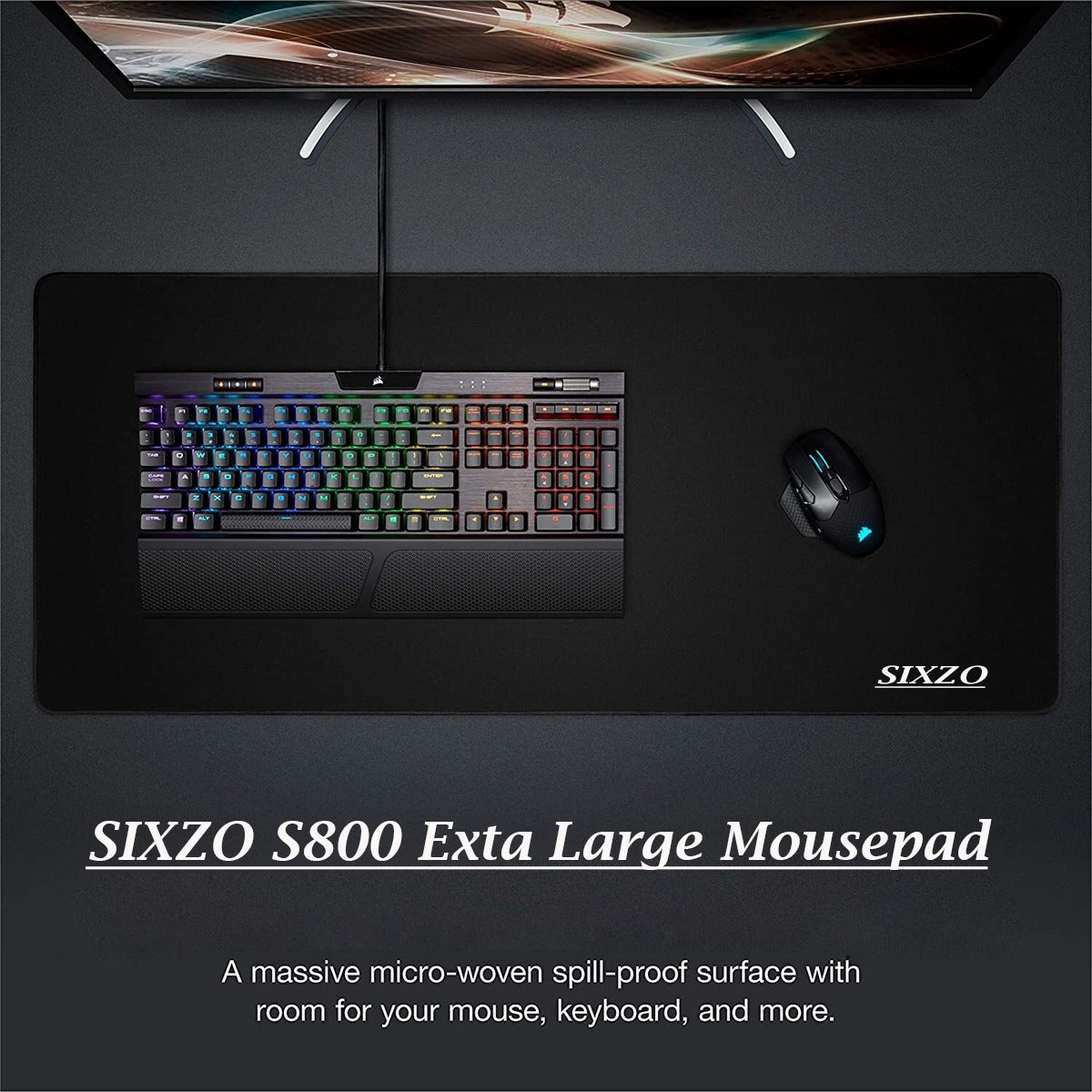 SIXZO S800 Gaming Mouse Pad , 3 mm Thickness (Black)