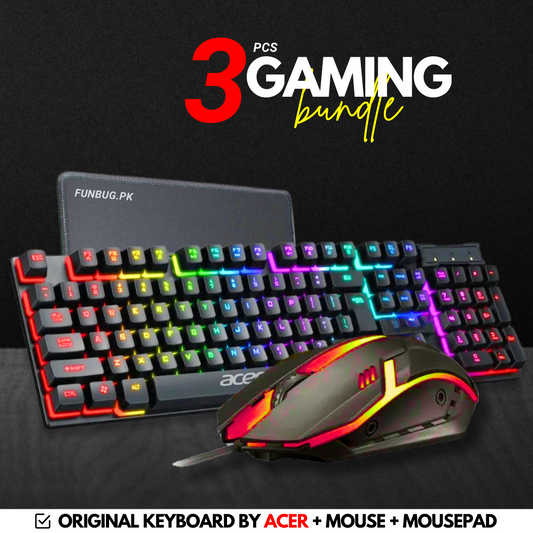 FunBug RGB Gaming Keyboard & Mouse Combo – Mechanical Feel, Waterproof, with Free Mouse Pad
