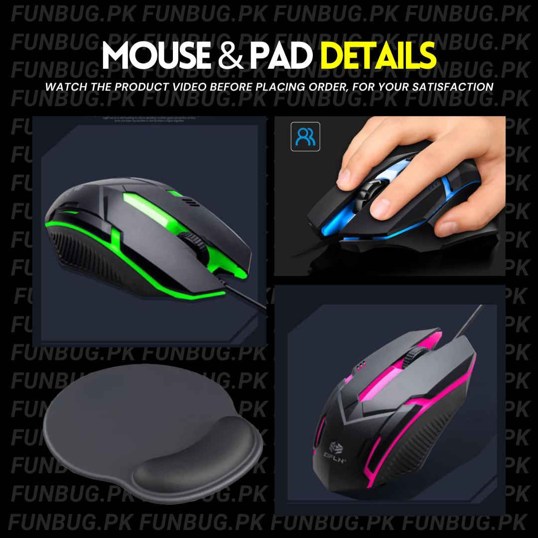 FunBug RGB Gaming Keyboard & Mouse Combo – Mechanical Feel, Waterproof, with Free Mouse Pad